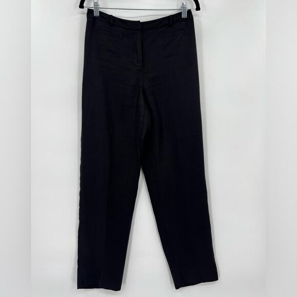 Talbots 100% Irish Linen Pants Trousers Solid Black Pockets Lined Belt Loops 4 - Picture 1 of 12